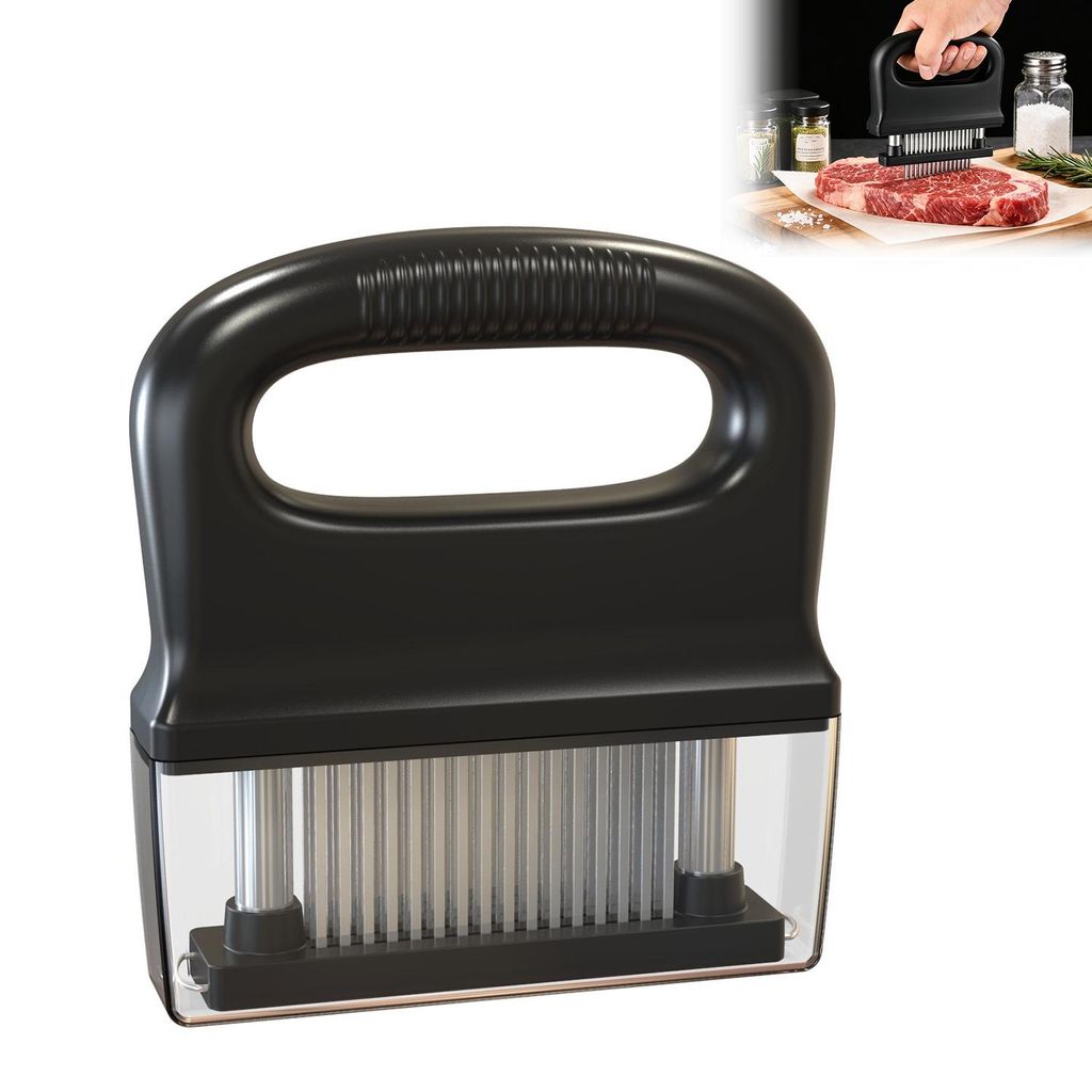 Fleischklopfer mit Griff 48 ultrascharfen Nadelklingen aus Edelstahl abnehmbares Küchen-Kochwerkzeug zum Zartmachen, Grillen, Marinade zum Zartmachen