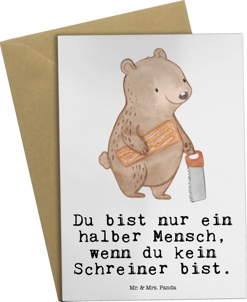 Mr. & Mrs. Panda Grußkarte Schreiner Herz - Weiß - Produktbild 