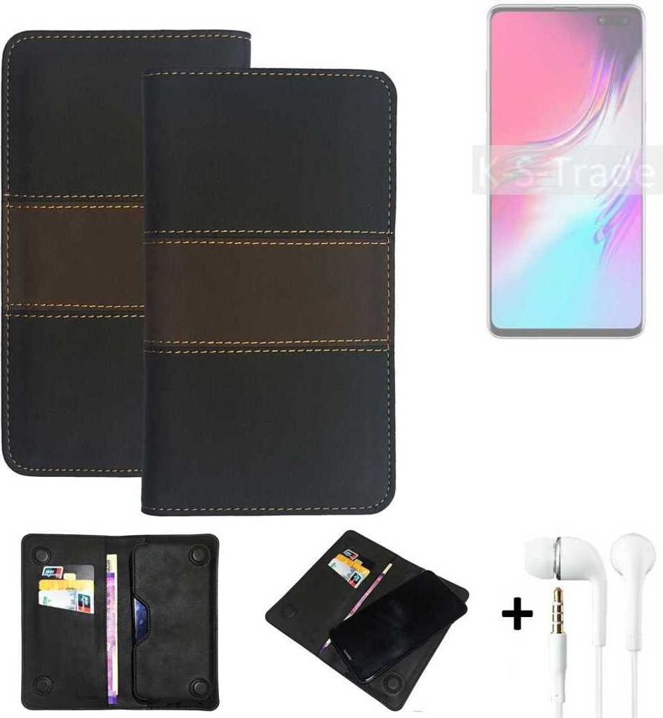 K-S-Trade Handyhülle + Kopfhörer kompatibel mit Samsung Galaxy S10 Schutzhülle Walletcase Bookstyle Tasche Schutz Case Hülle Wallet Cover