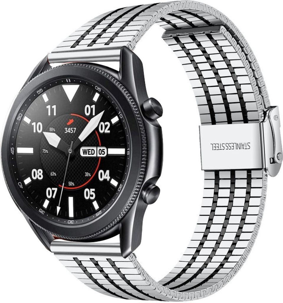 Strap-it Edelstahlarmband - Kompatibel mit Samsung Galaxy Watch 3 Armband 45mm Ersatzarmband Edelstahl - Verstellbarer Verschluss - Hochwertiges Ma...