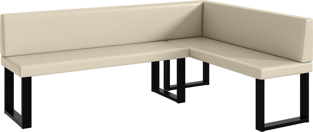 MEBLINI Eckbank für Esszimmer - Küchenbank - Essecke - Sitzecke Küche - TONI - U-Beine 142x196x87cm Rechts - Creme Kunstleder