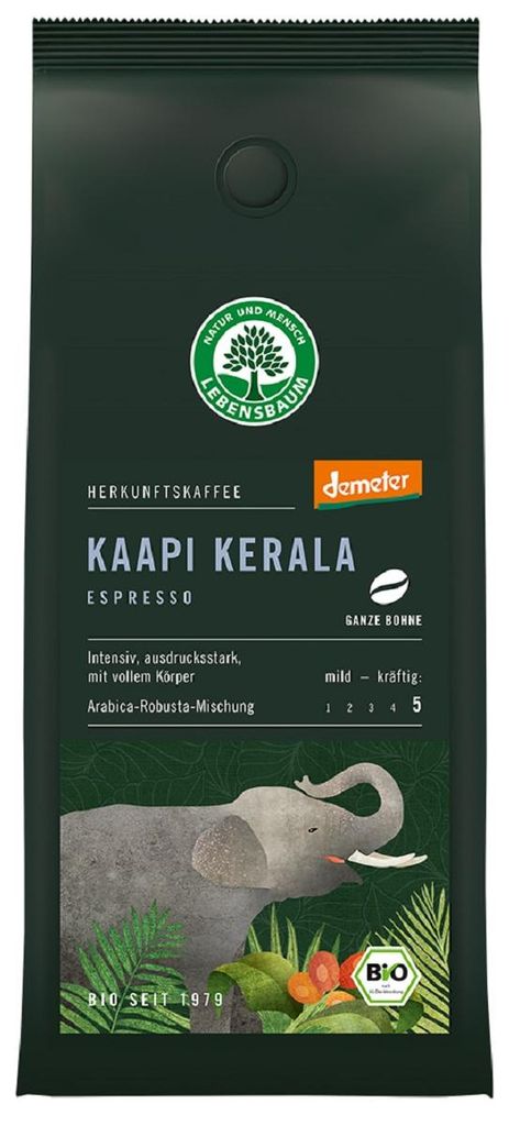 KAWA ZIARNISTA ARABICA/ROBUSTA KAAPI KERALA ESPRESSO DEMETER BIO 250 g - LEBENSBAUM
