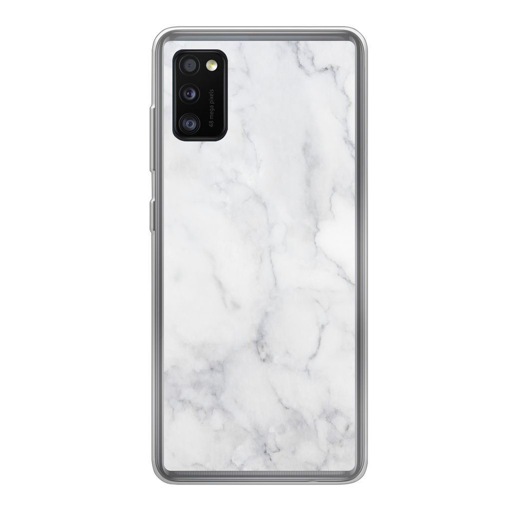 MuchoWow Handyhülle Schutzhülle Hülle für Samsung Galaxy A41 Marmor - Weiß - Grau - Luxus - Marmoroptik - Stein Silikon Softcase Handy Hüll...