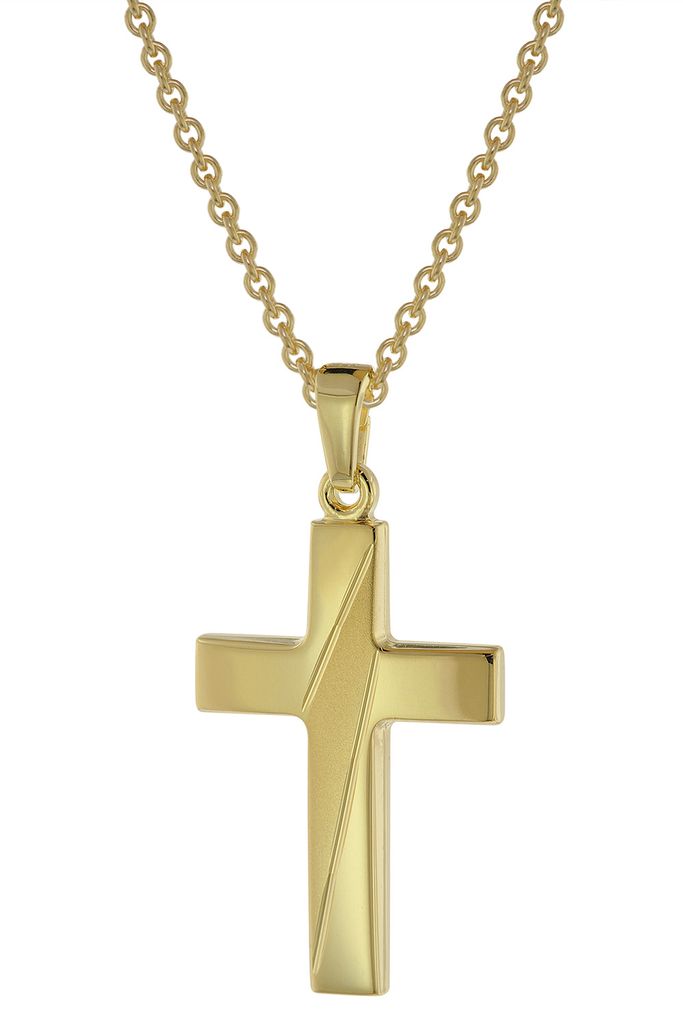 Collier 45cm 50cm lang Halskette mit Kreuzanhänger Kreuzkette aus Edelstahl