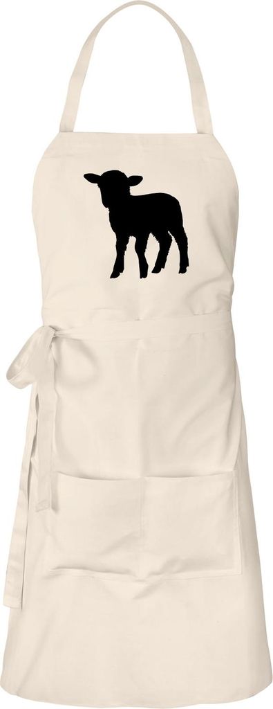 Huuraa Schürze Lamm Silhouette Natur mit Taschen Baumwolle Kochschürze Geschenkidee