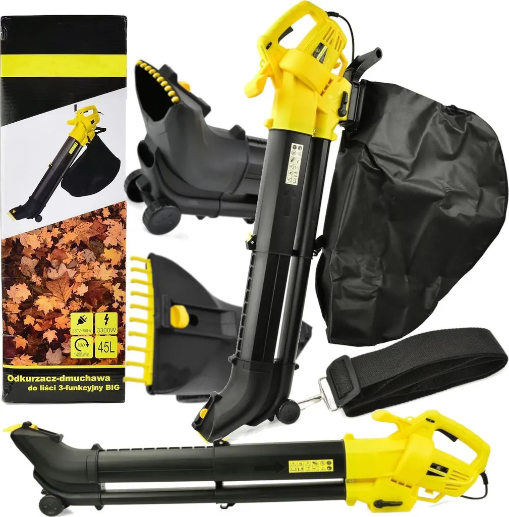 GEKO Aspirateur de feuilles à accu 3300W souffleur broyeur 3-en-1