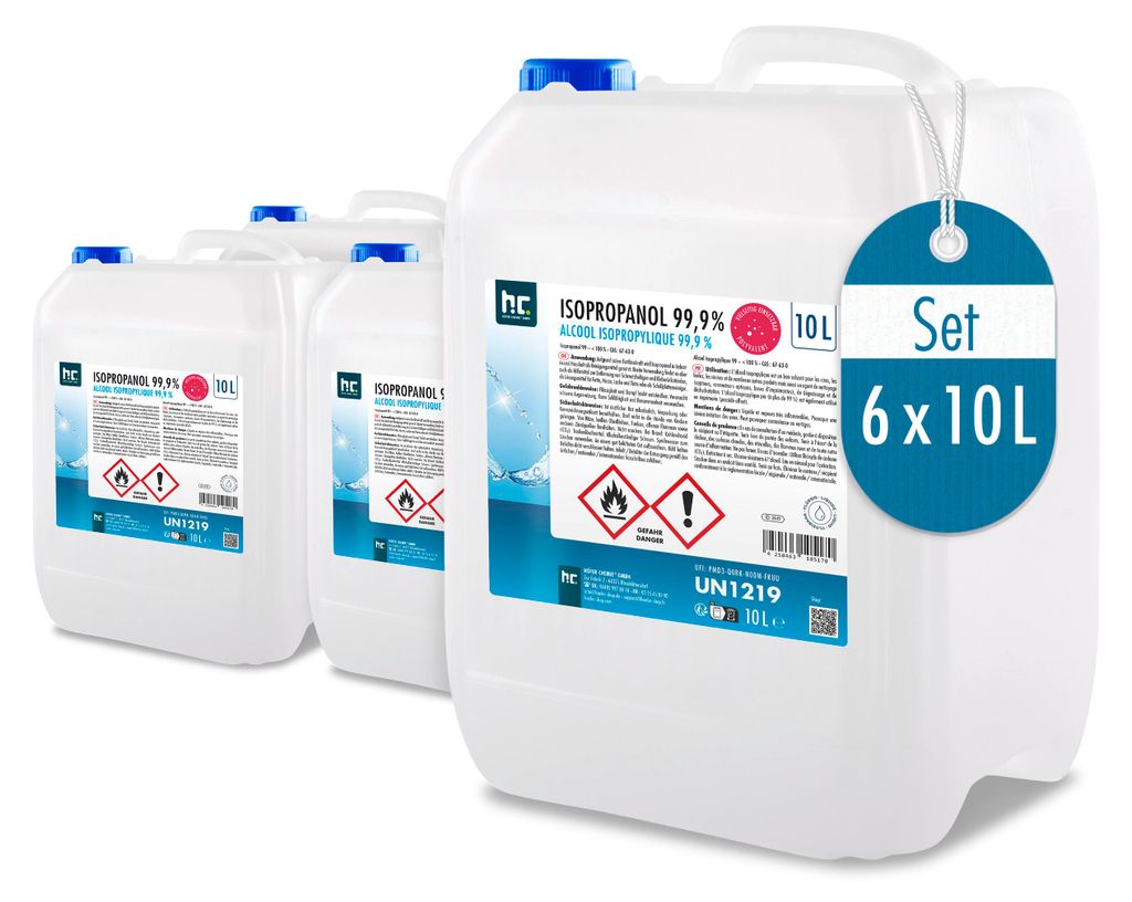 10 L Isopropanol 99,9% zur Flächenreinigung, als Lösungsmittel für Fette, Harze, Lacke, Tinte