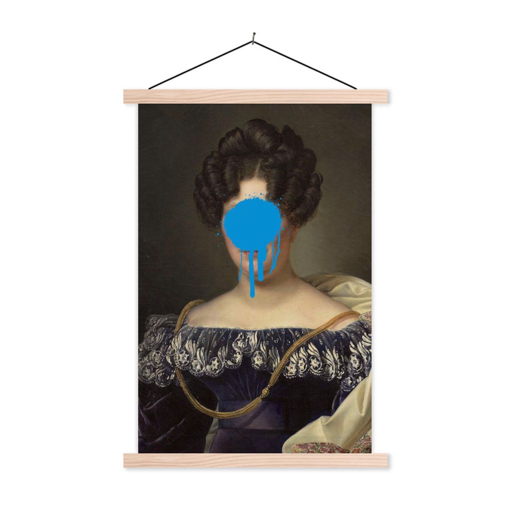 MuchoWow Textilposter Johanna Henriette Engelen - Dubois Drahonet - Blau 60x90 cm mit holzfarbenen Rahmen - Textil