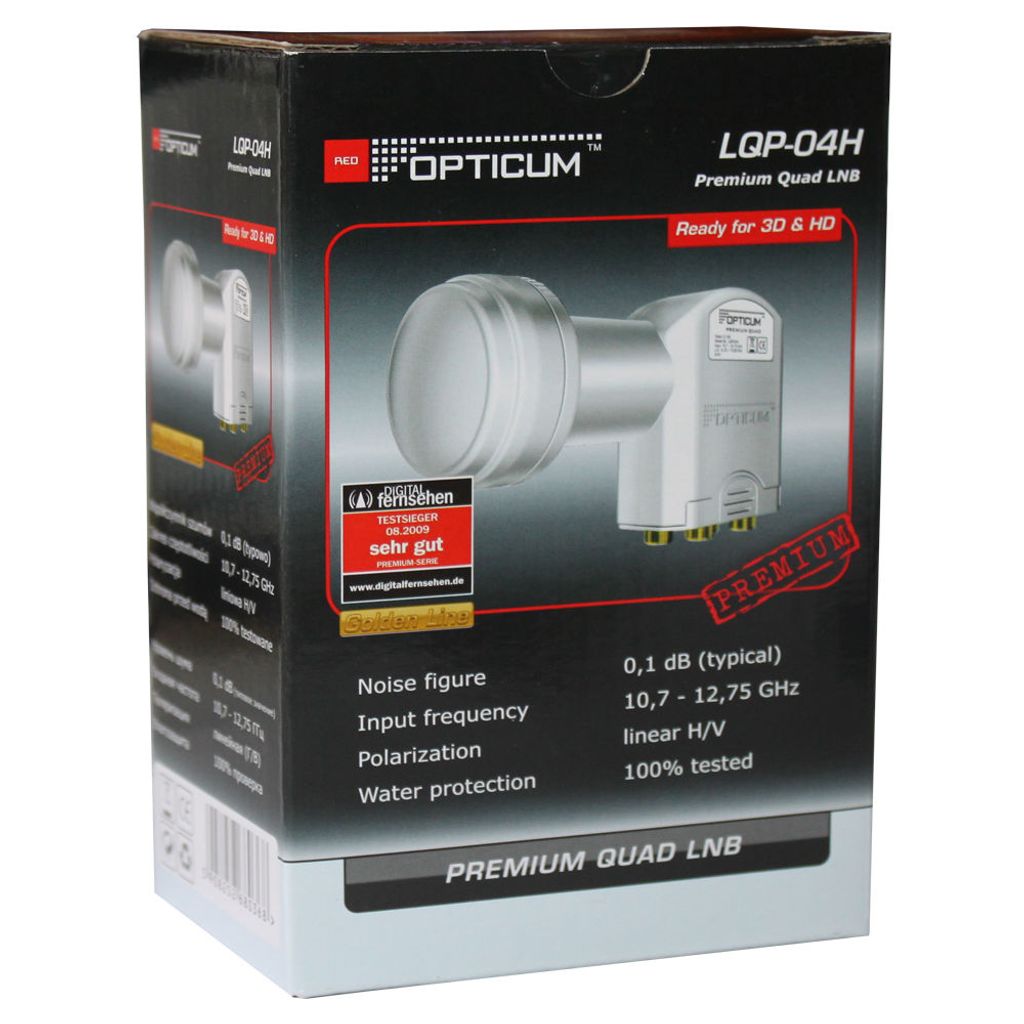 RED OPTICUM LRP 04H Quattro LNB – 0,1 DB Ruisgetal, 4K/Ultra-HD Klaar, Met Weerbescherming – Alleen Voor Multischakelaar