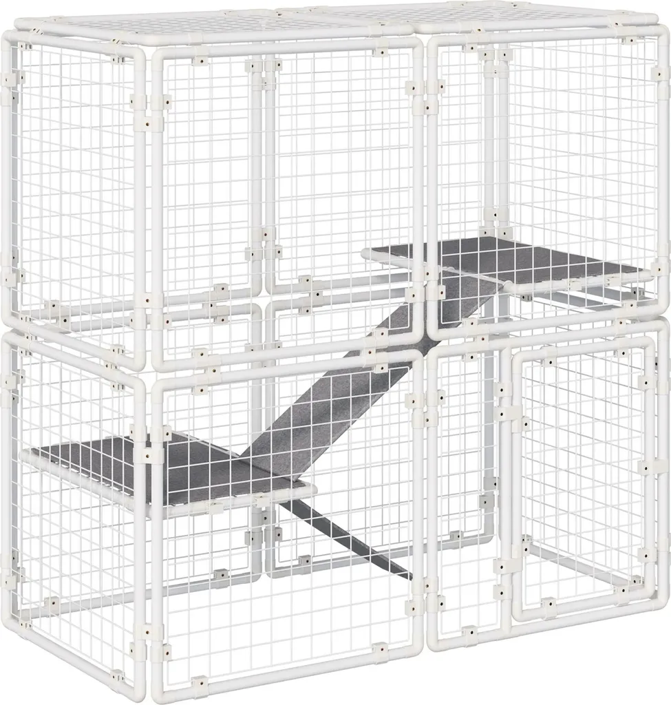 Parc pour Animaux Domestiques en Acier Blanc - Grand Modèle 16 Parois
