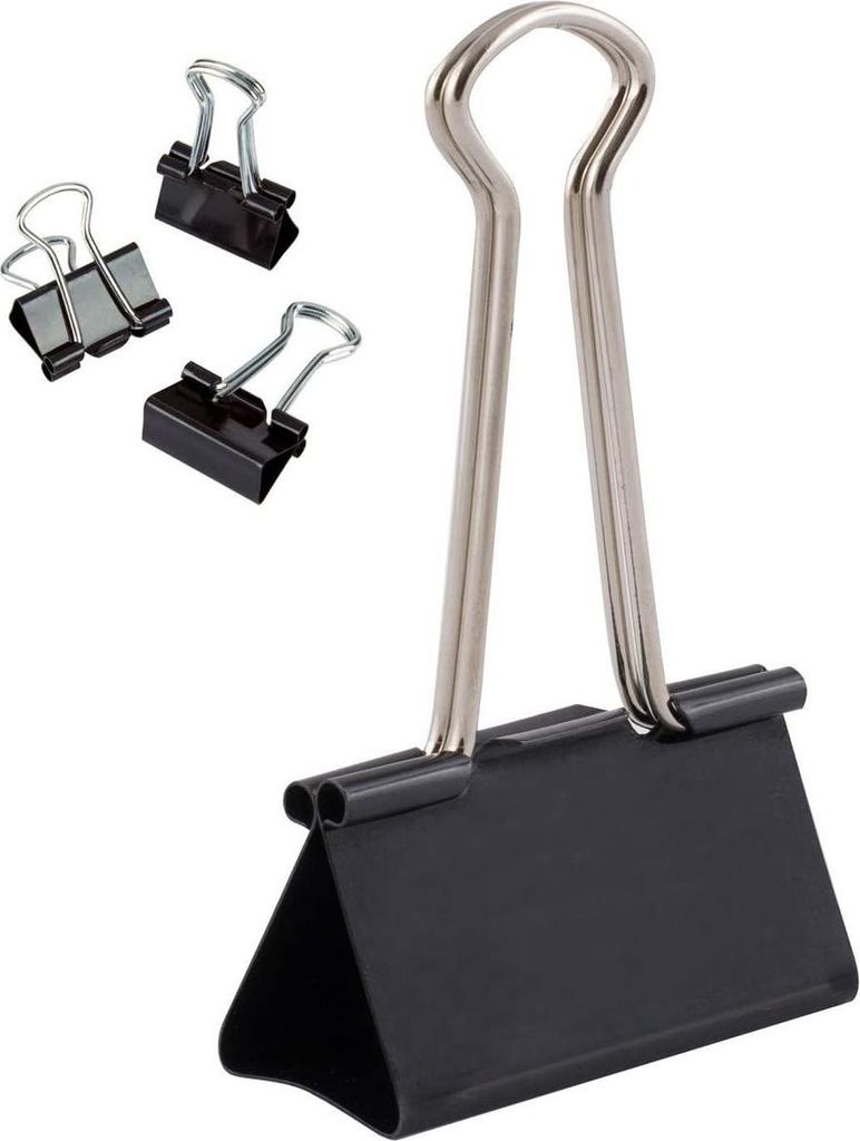 Metallene Foldback-Clips - Multifunktionale Binder-Clips - 12 Stück - Schwarz - 51 mm