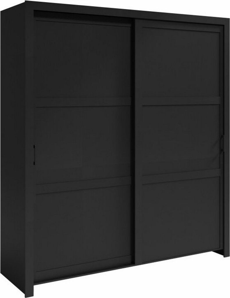 Schwebetürenschrank Frama 185X206X60 Cm 2 Türiger Kleiderschrank Schrank (Schwarz)