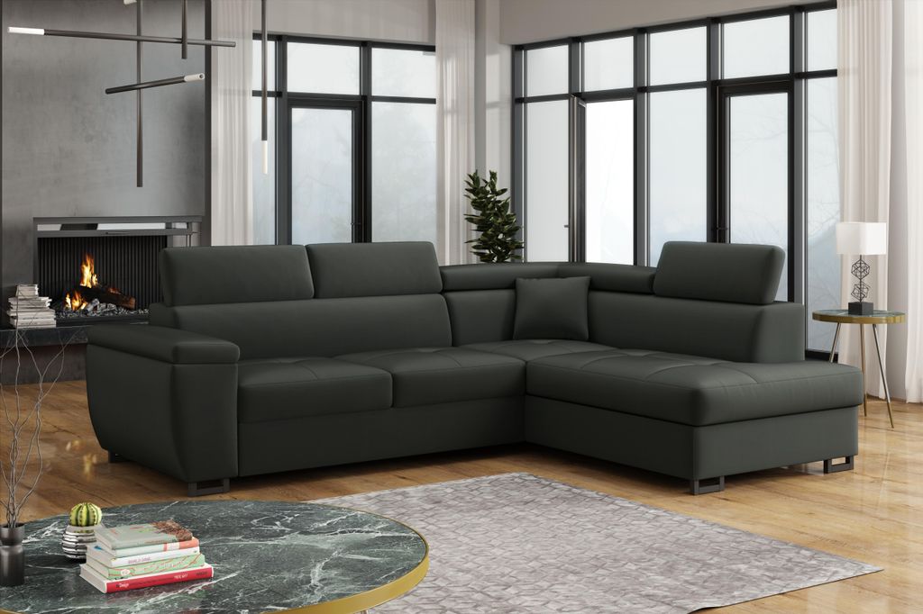 Chilly Monaco Ecksofa L-Form 270x202 cm – Schlaffunktion 127x203 cm, Bettkasten & verstellbare Kopfstützen Falcone 97