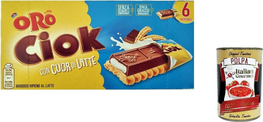 3x Oro Ciok Cuore al Latte Kekse mit Tafel Milchschokolade, gefüllt mit Milchcreme,Packung mit 120g, jede Packung enthält 6 Snacks à 20g + Itali...