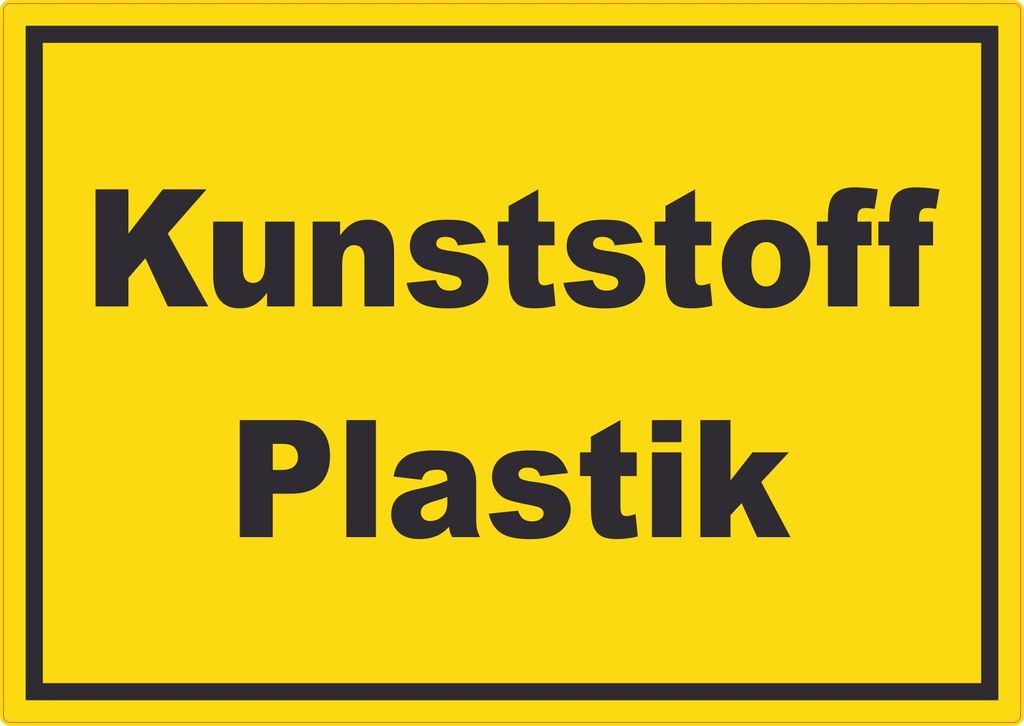 Kunststoff Plastik Mülltrennung Aufkleber mit Text A7 (74x105mm)