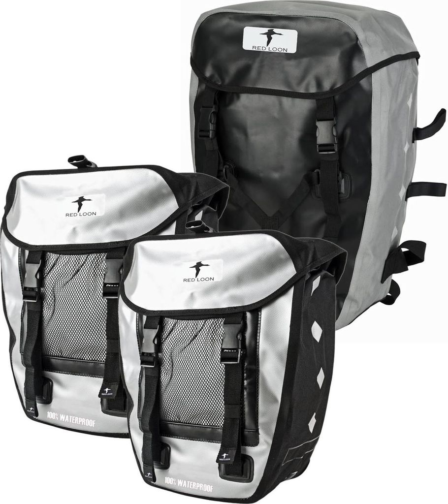 Red Loon Dreifachtasche schwarz/silber Packtasche Fahrradtasche wasserdicht