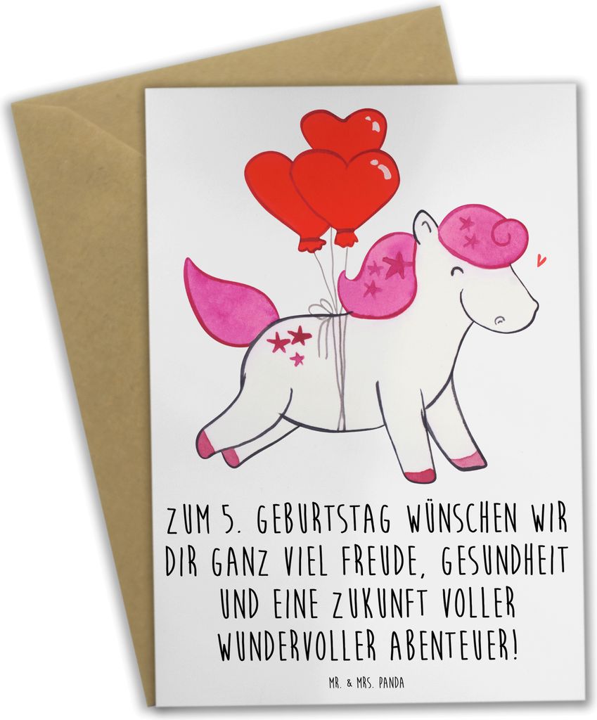Mr. & Mrs. Panda Grußkarte 5. Geburtstag Freude - Weiß - Geschenk, Happy Birthday, Jubiläumswünsche, vatertagskarte, dankeskarten, Alter, fünf...