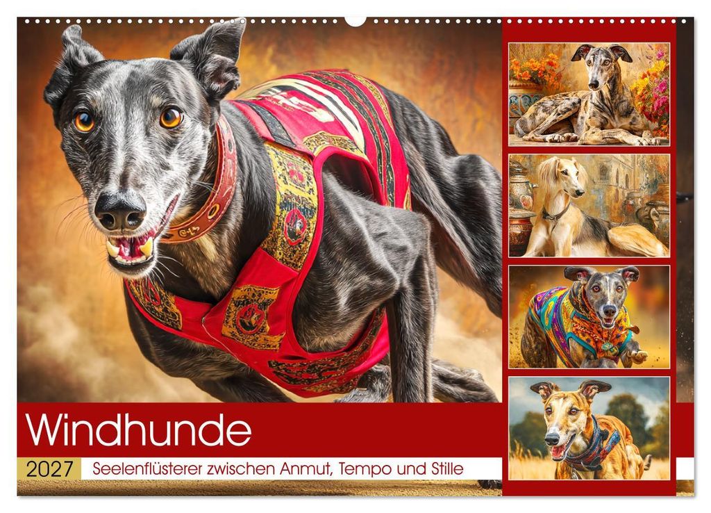 Windhunde. Seelenflüsterer zwischen Anmut, Tempo und Stille (Wandkalender 2027 DIN A2 quer), CALVENDO Monatskalender