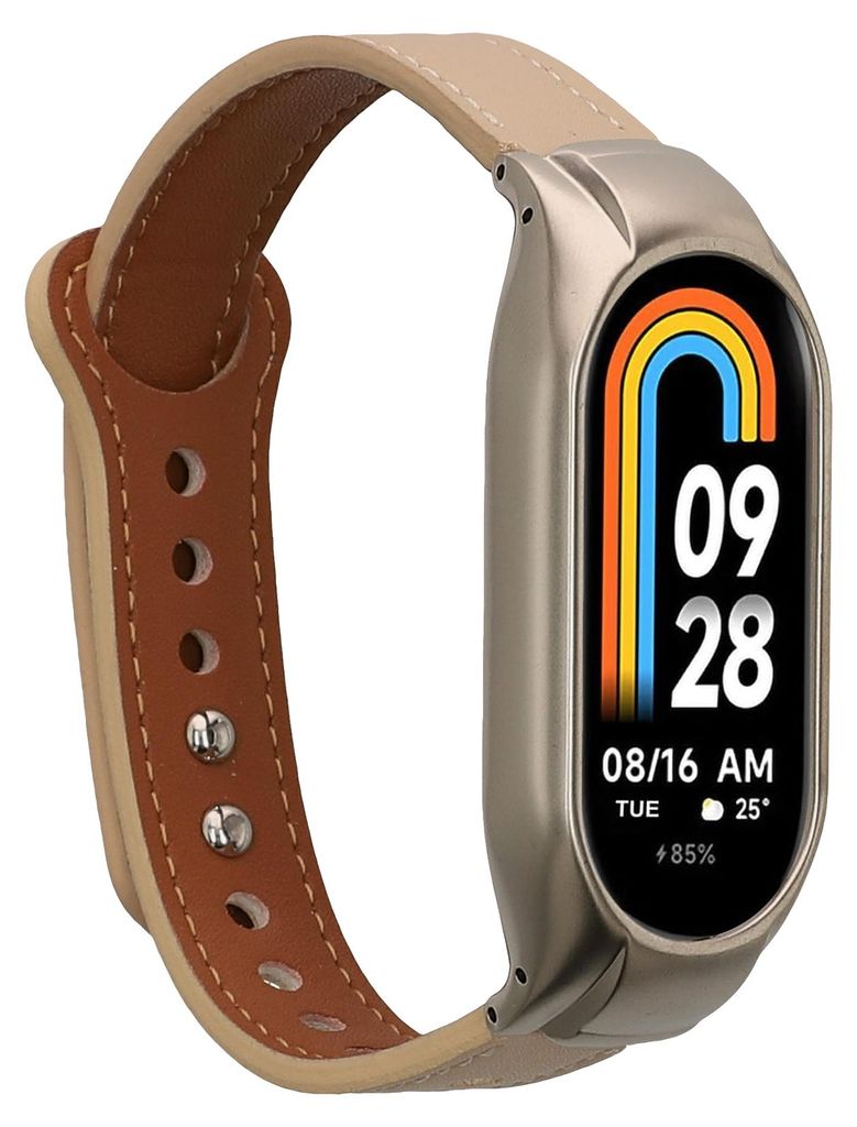 kwmobile Echtleder Uhrenarmband für Xiaomi Smart Band 10 / Smart Band 9 / 8 Armband - Ersatzarmband für Fitnesstracker - Wechselarmband Smartwatch -