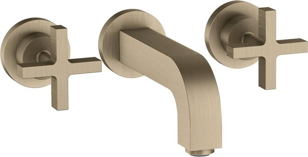 hansgrohe AXOR Citterio 3-Loch Waschtischarmatur Unterputz, Auslauf 162mm, Kreuzgriffe, Rosetten für Wandmontage, 39313820