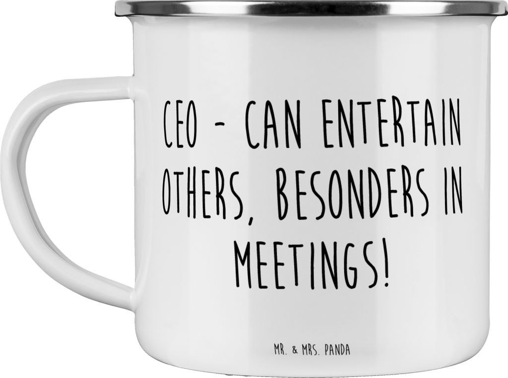 Mr. & Mrs. Panda Emaille Tasse Spruch CEO Unterhaltungskünstler - Weiß - Geschenk, Unternehmensführung, Berufsliebe, personalisierte Geschenke, ...