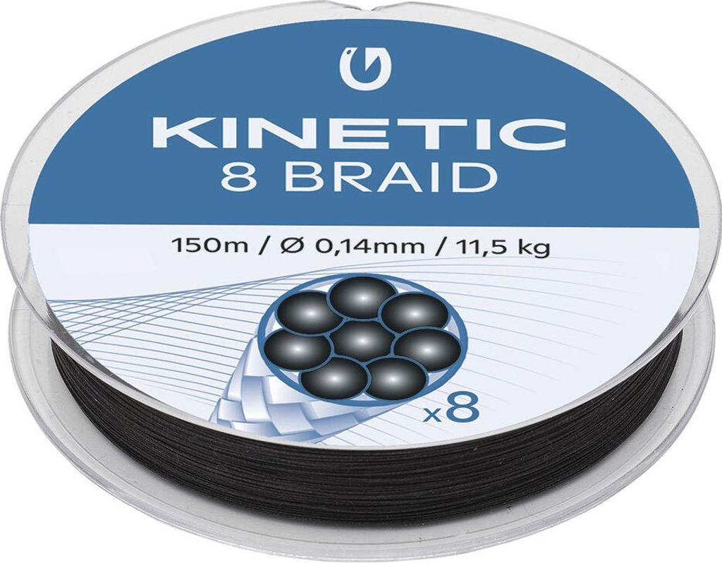 Kinetic Cyber 8 Geflochtene Schnur 150 M Schwarz 0.140 mm Schwarz 0.140 mm