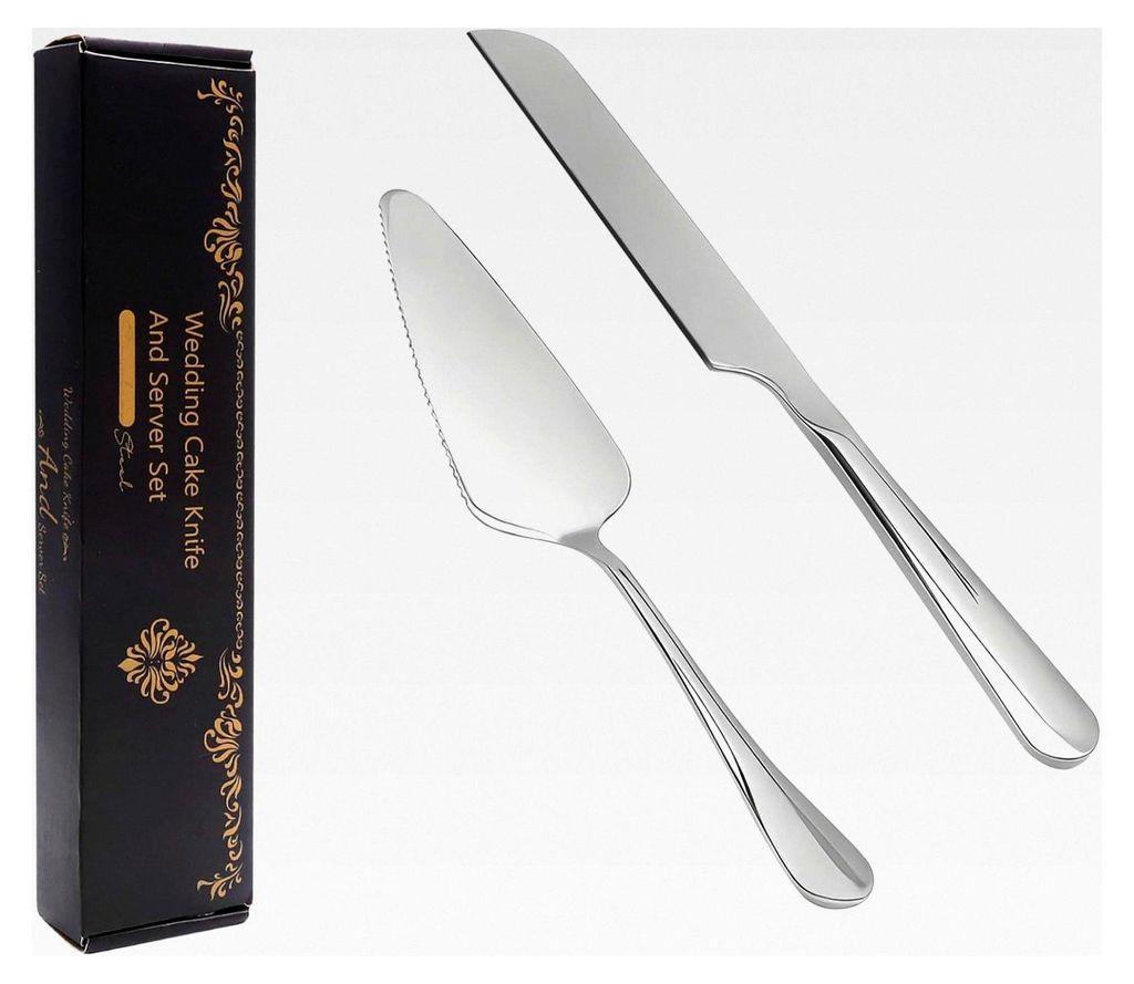 Edelstahl Tortenheber Set - 27CM Tortenmesser + Langer Griff Tortenheber - Elegante Silberne Oberfläche, Ergonomisch, Langlebig, Ideal für Hochze...