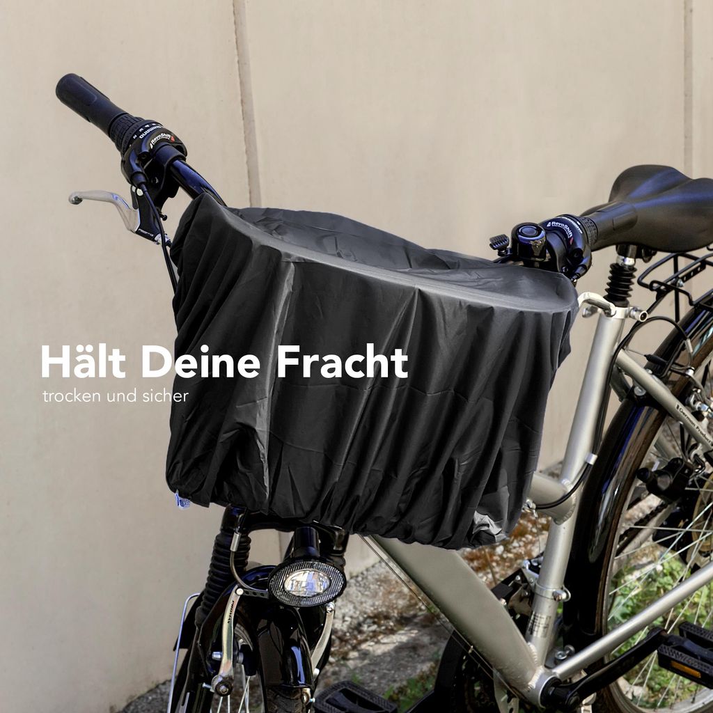 ECENCE 1x Fahrradkorb Regenschutz Schwarz