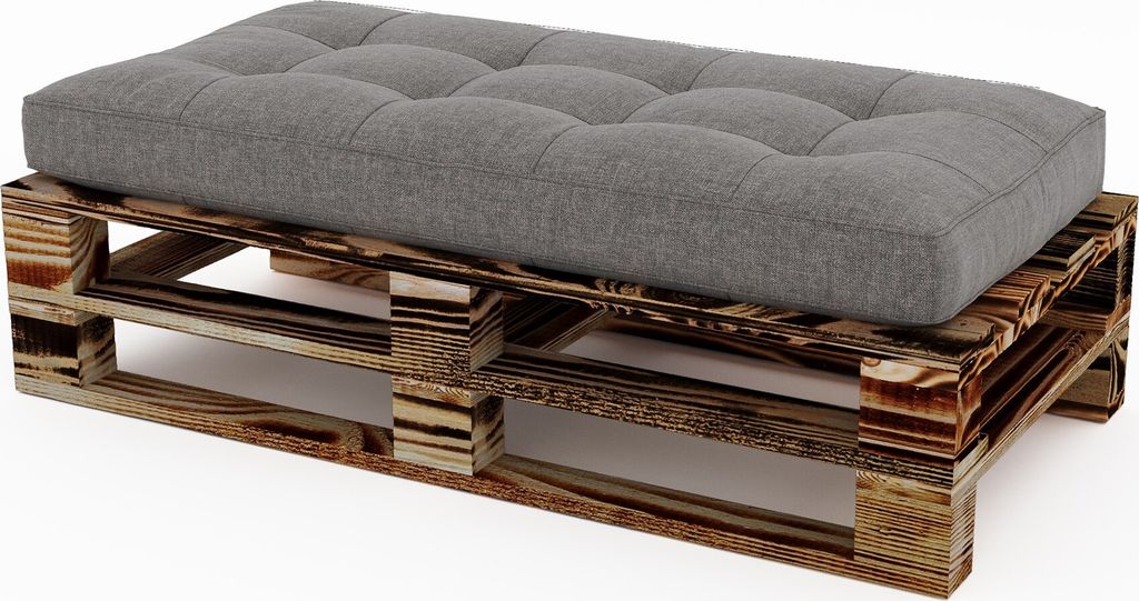 Lermowood Palettenmöbel Mpe Hocker 100 x 80 cm Geflammt | Europaletten Indoor und Outdoor Lounge Gartenmöbel Holz Gartenmöbel Set Lounge Möbel ...