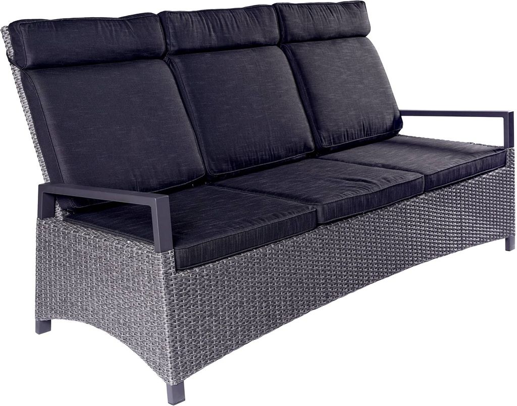 Gartenbank - Grau-Mix - Kunststoffgeflecht - B 205 cm - verstellbar