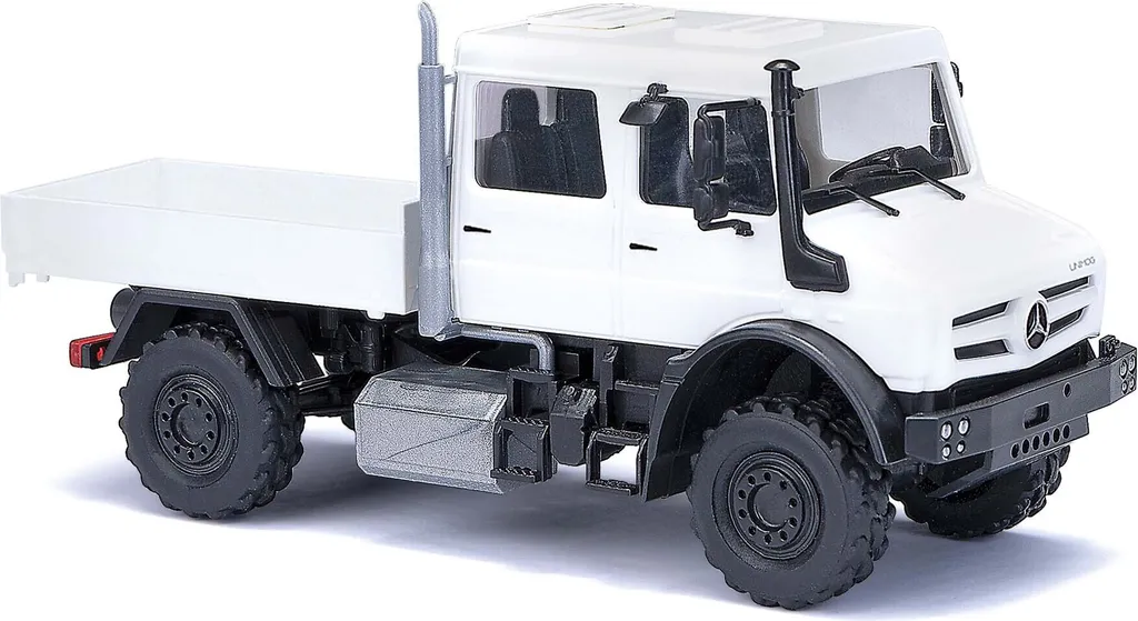 Camion Unimog U 5023 Busch 51081 double cabine blanc échelle H0