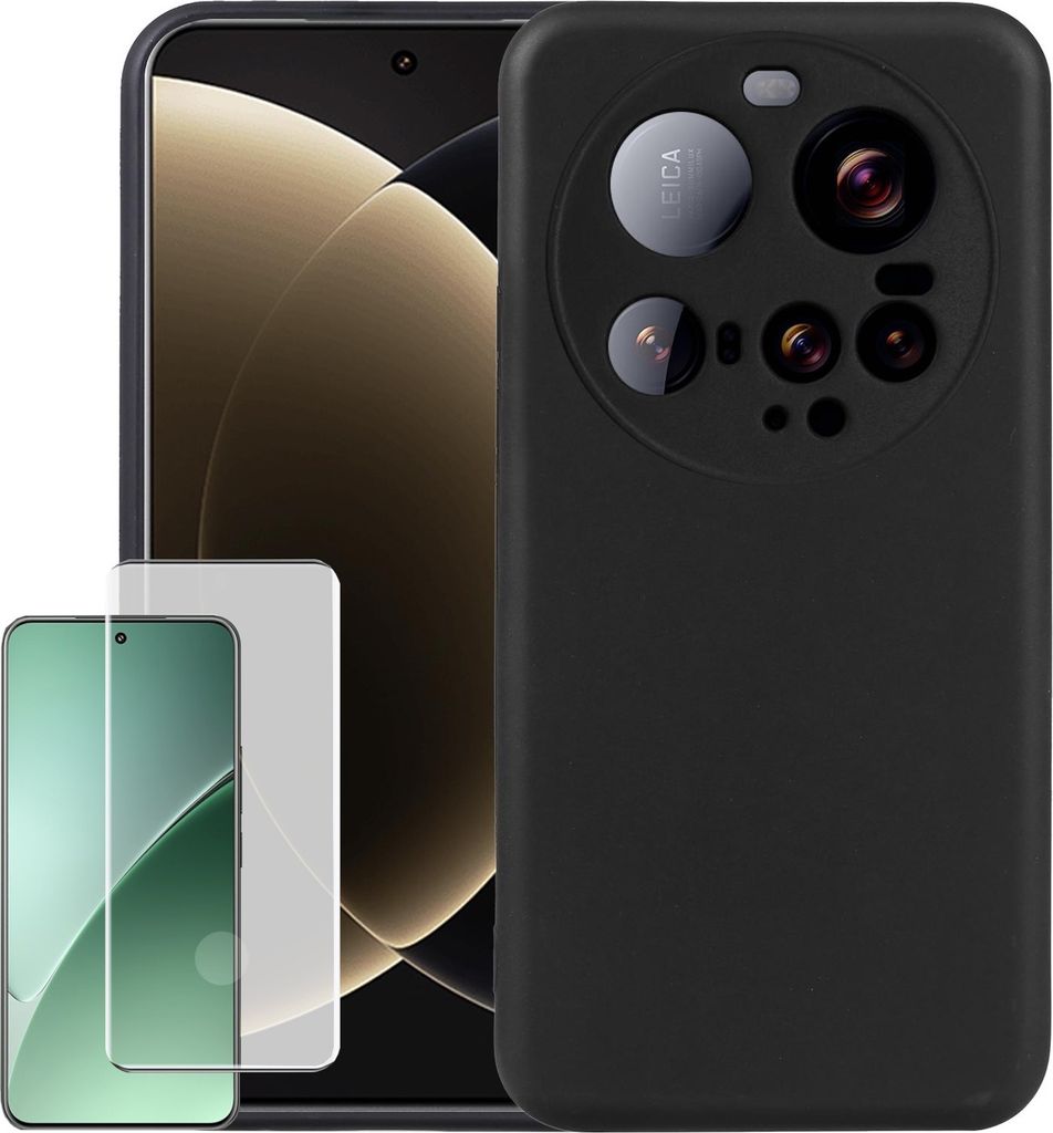 Für Xiaomi 15 Ultra Silikon TPU Case Schwarz + Curved H9 Glas Folie Handy Hülle Schutz