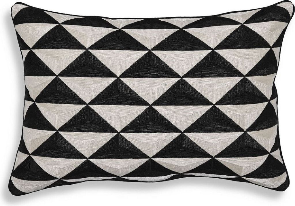Casa Padrino Luxus Deko Kissen Schwarz / Weiß 60 x 40 cm - Rechteckiges Zierkissen mit elegantem Muster - Luxus Qualität - Deko Accessoires