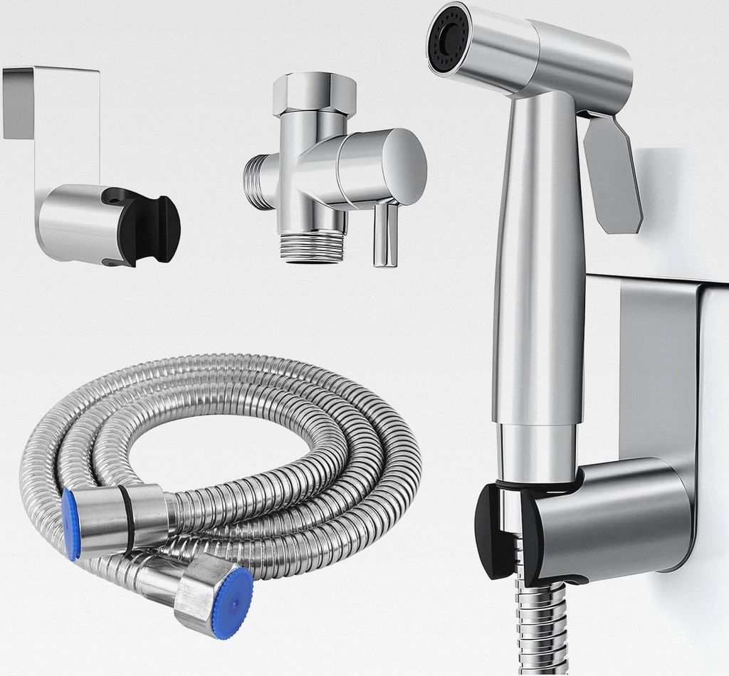 Bidet Handbrause Persönliche Hygiene Set, Hand Edelstahl Gehalten Bidet Sprayer mit 1.5m Schlauch, Baby Stoffwindelsprüh Kit, Verstellbare Spritz...