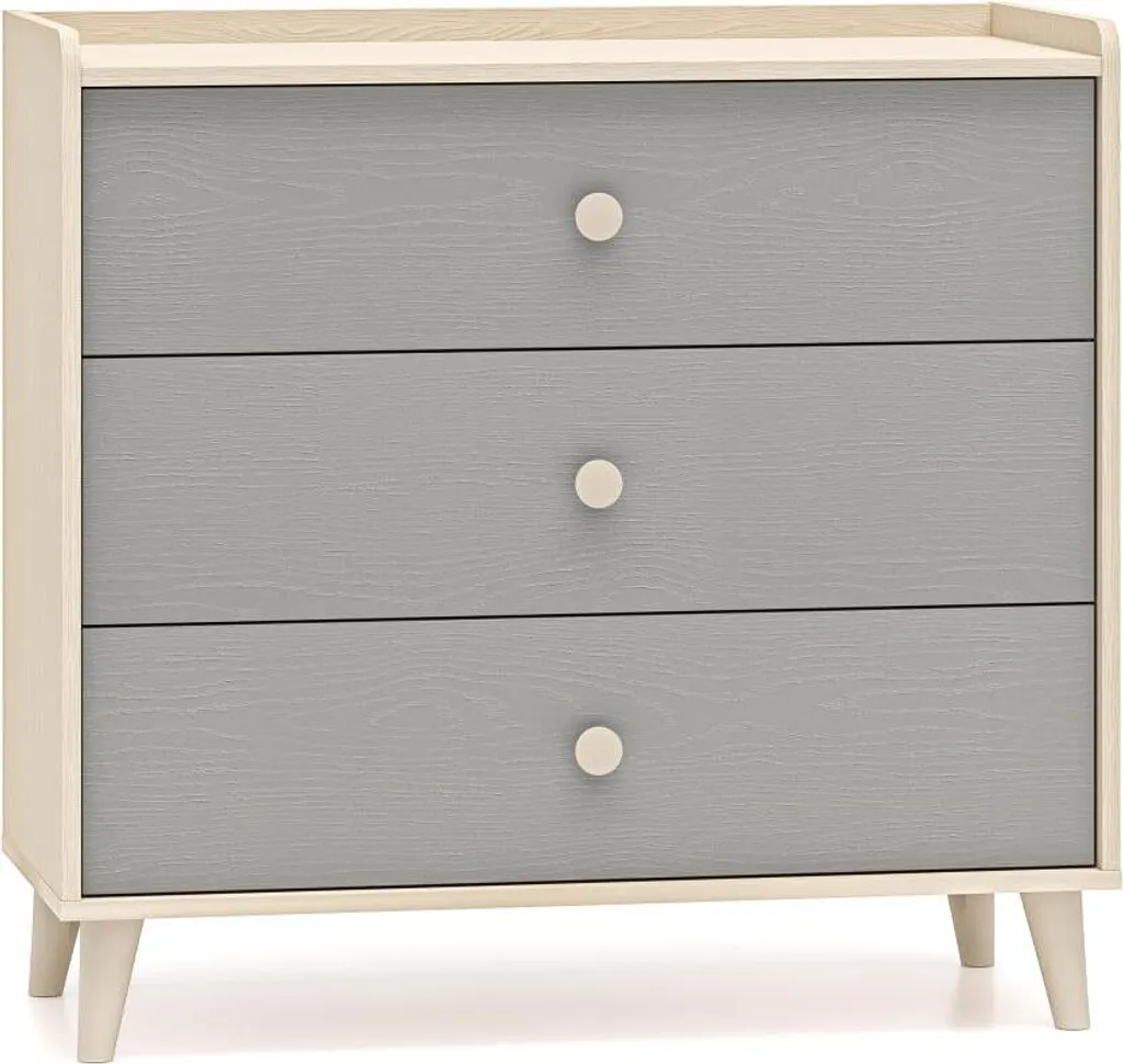 Commode de Chambre 90cm Gris et Beige - Idéale pour Ranger Vos Vêtements