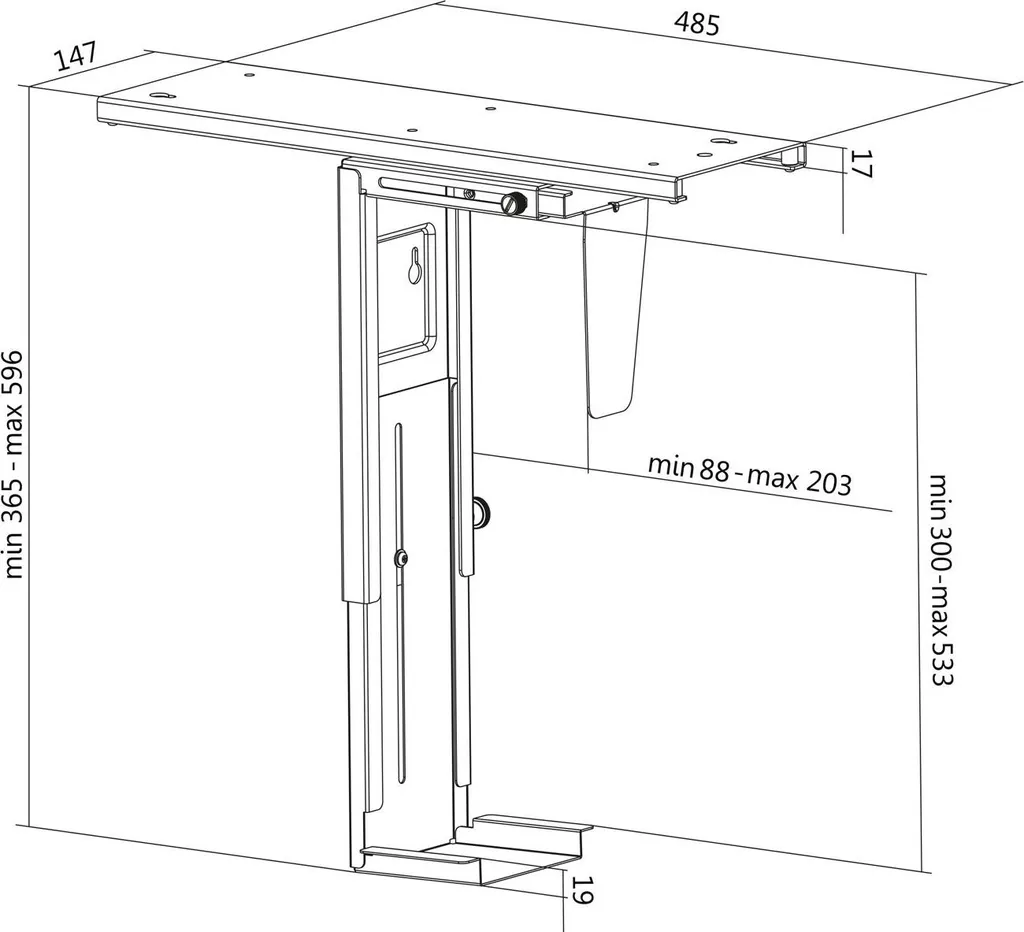 Support PC sous table anti-poussière pour protéger votre unité centrale noir