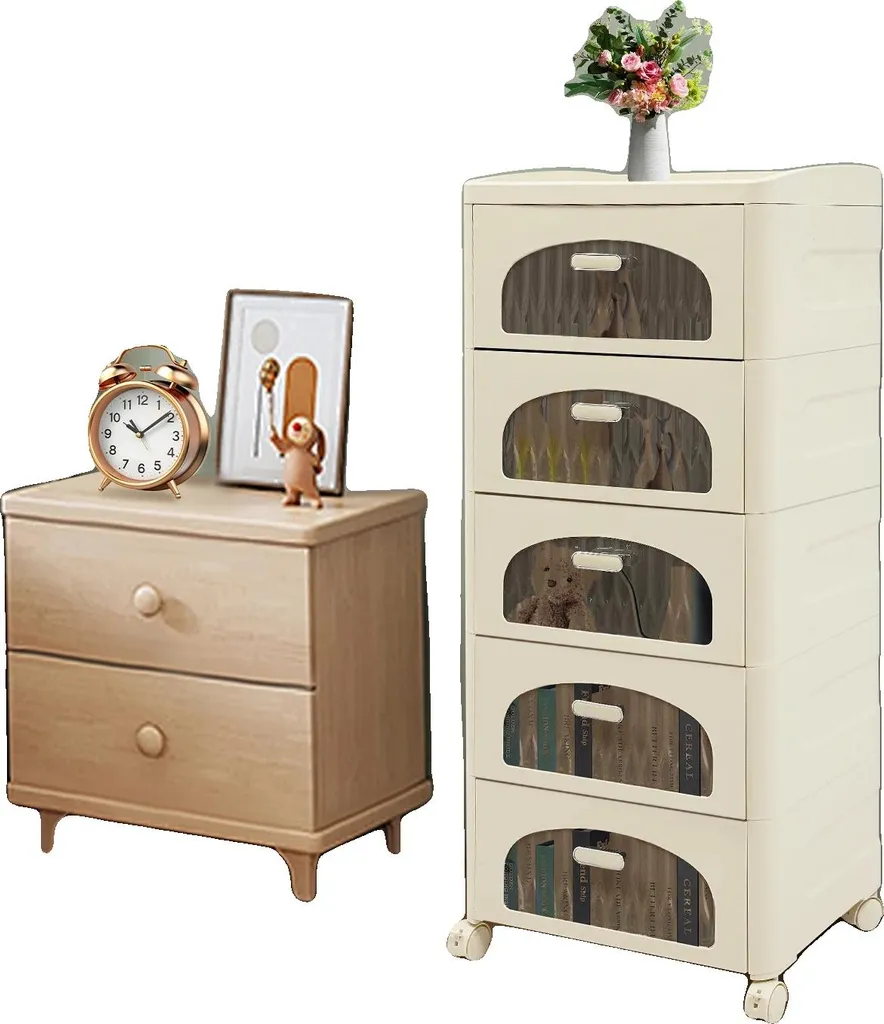 Organisateur 5 tiroirs arc en bois blanc pour rangement bureau