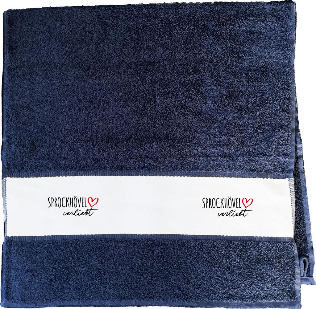 Huuraa Handtuch Sprockhövel verliebt 50x100cm French Navy Baumwolle Handtuch Geschenkidee