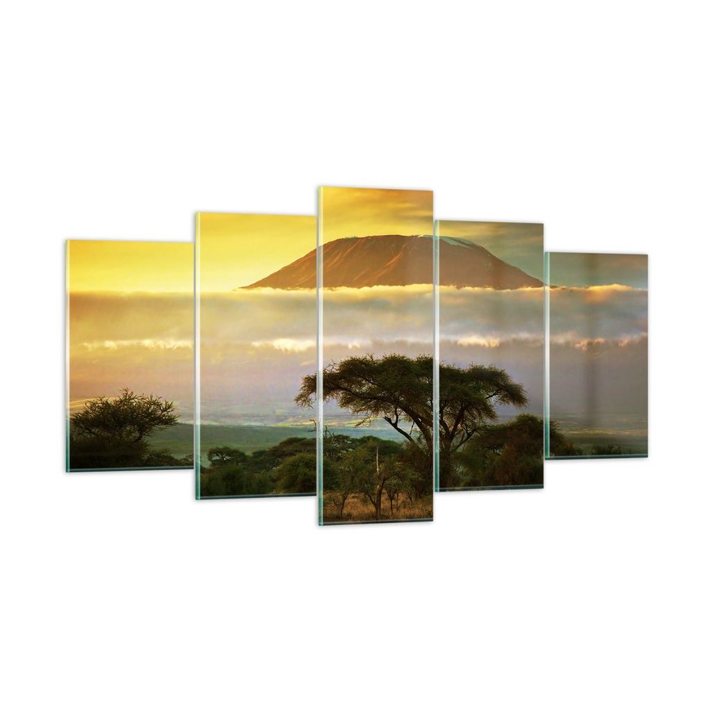 Bilder auf glas - Safari Tierwelt Berg Kenia - 160x85cm - Glasbilder - Wandbilder - Kunstdruck - zum Aufhängen bereit - Wanddekoration aus Glas - ...