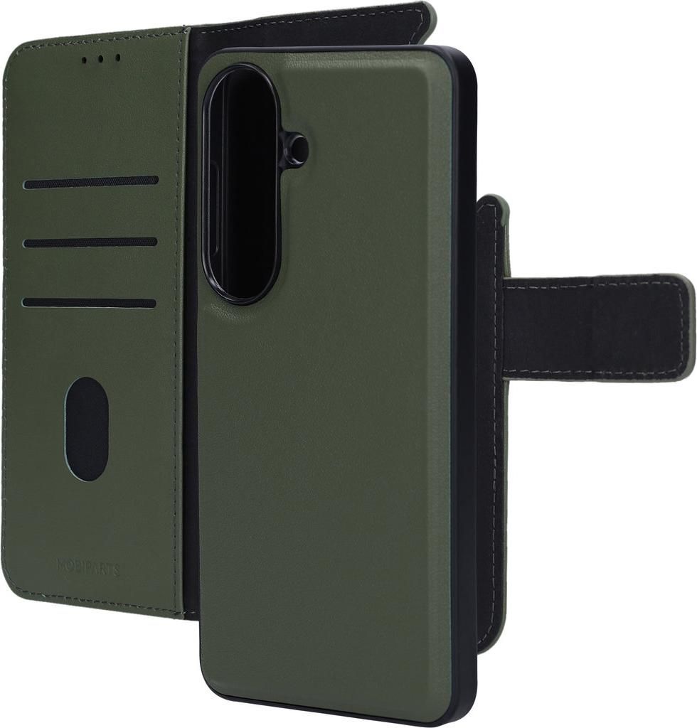 Mobiparts Samsung Galaxy S26 Hülle Echtes Leder Abnehmbare 2in1 Klapphülle Geldbörse - Grün
