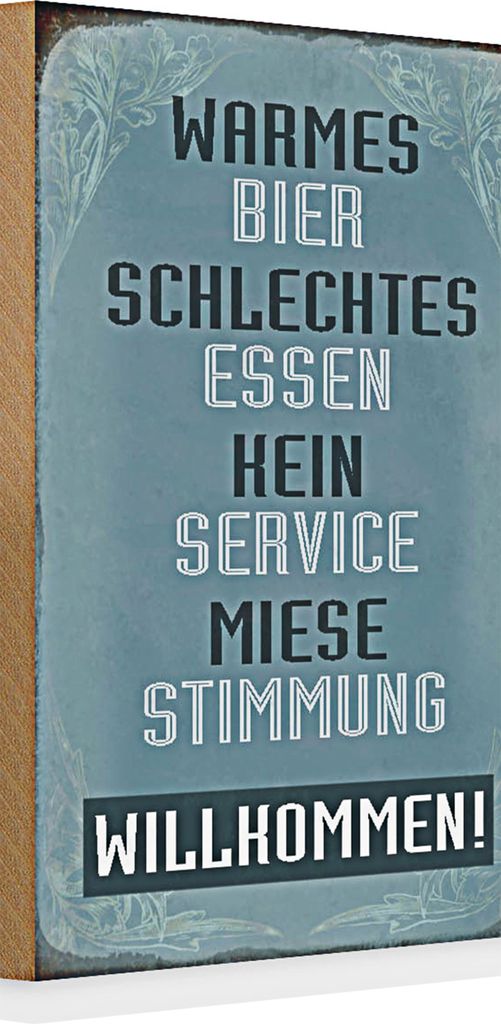 Holzschild Spruch 20x30cm warmes Bier schlechtes Essen