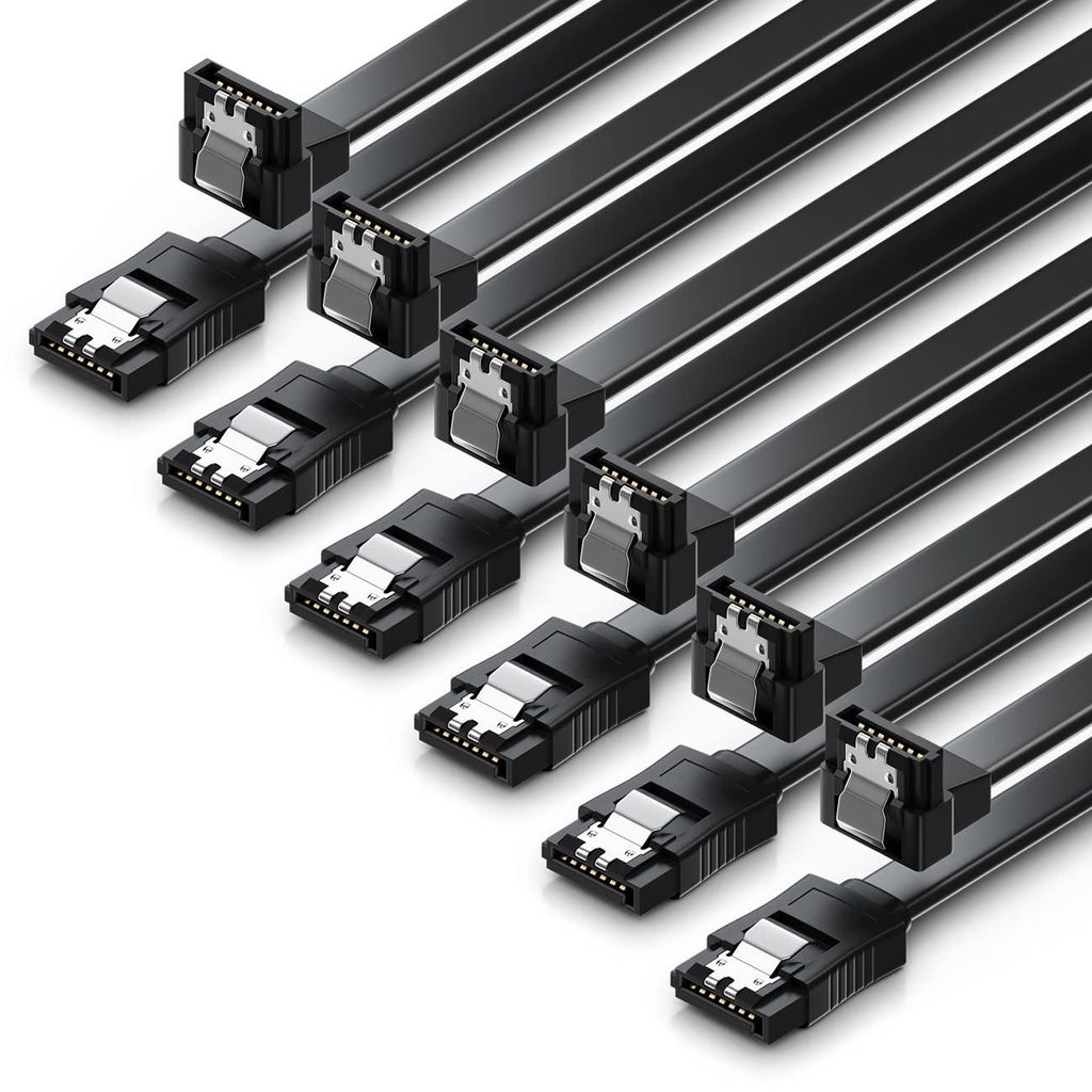 deleyCON SATA 3 Kabel Set 50cm 90° L-Typ 6 GBit/s, 6 Stück Produktbild 