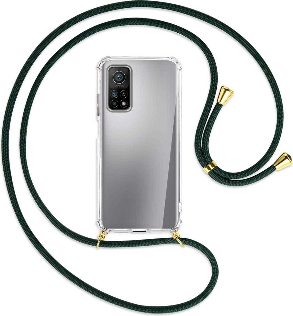 Handykette Backcover-Schutzhülle mit Band (Metall goldfarben) für Xiaomi Mi 10T (Pro) 5G - dunkelgrün