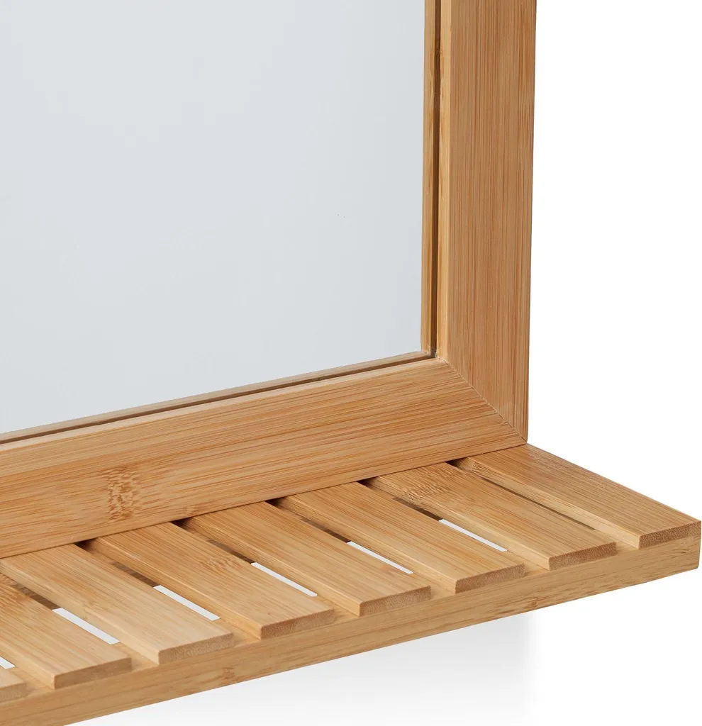 Miroir mural en bambou étagère - Solution rangement pour petites entrées - 8