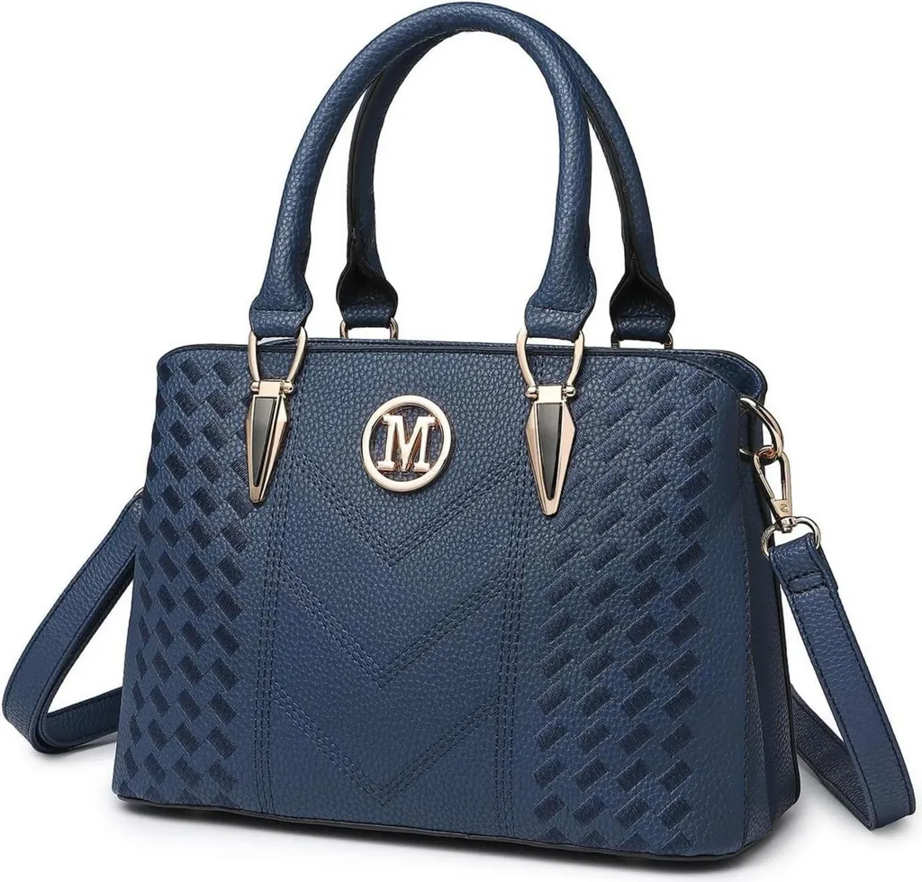 Sac femme cuir PU grainé motif chevron avec bandoulière réglable