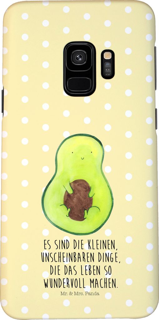 Mr. & Mrs. Panda Samsung Galaxy S9 Handyhülle Avocado Kern - Gelb Pastell - Geschenk, Handy Schutzhülle, Cover, Hülle, Frucht, Baby, Smartphone,...