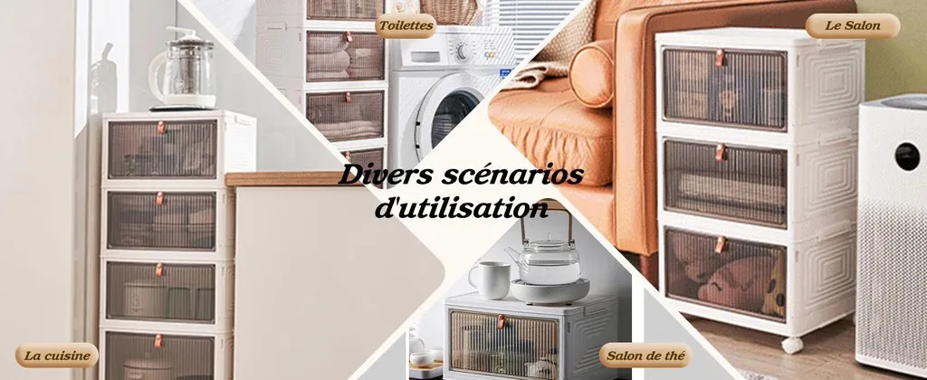 Caisse de rangement empilable 45 litres avec roulettes - Set de 3 - 11