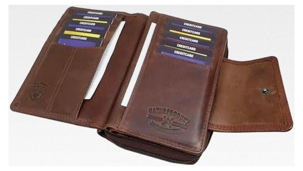 Damen Geldbörse aus echtem Rindleder im Hochformat mit Schmetterlingsmotiv oder ohne Motiv, ausgestattet mit RFID- und NFC-Schutz