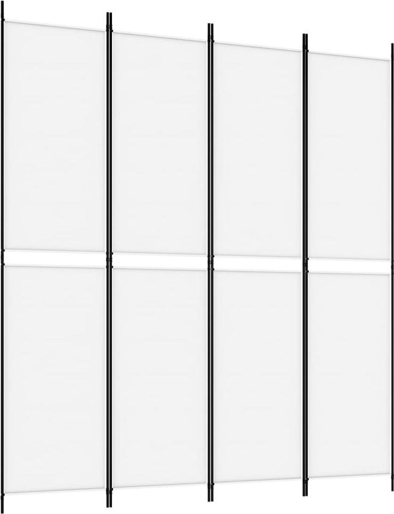 vidaXL 4-tlg. Paravent Weiß 200x220 cm Stoff