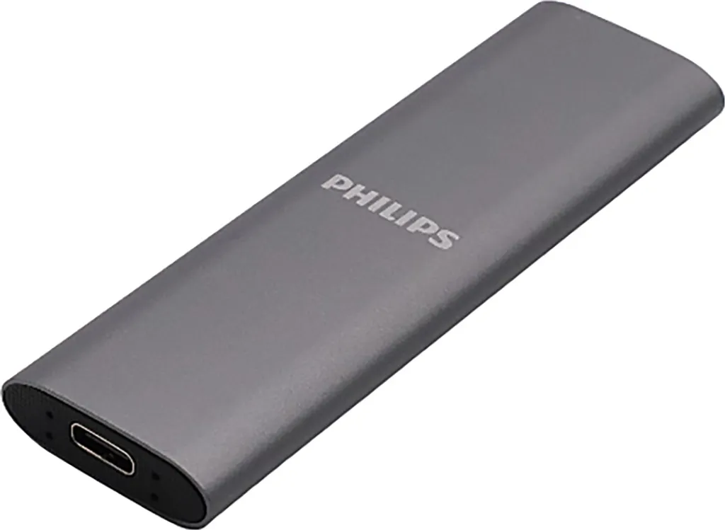 Philips SSD esterno portatile da 250 GB - Ultra Slim SATA Ultra Speed USB-C, velocità di lettura fino a 540 MB/s, alluminio